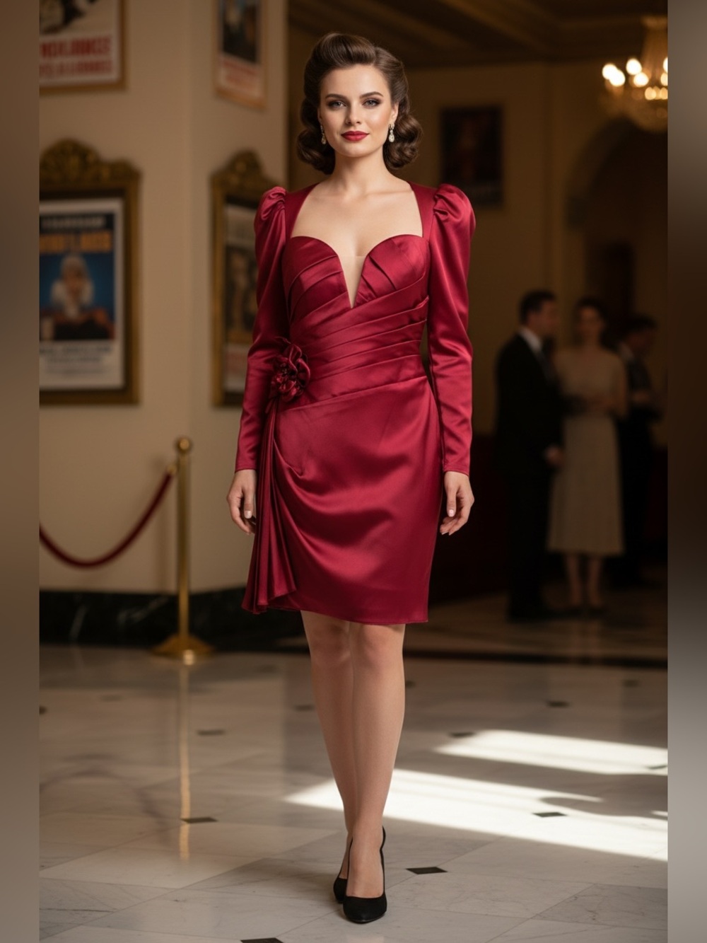 NWT Azazie Atelier Ruby Red Old Hollywood Glam Satin Cocktail Dress US 4